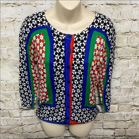 NWT Joseph A Blue Hive Print Thin Knit Cardigan - Picture 1 of 5